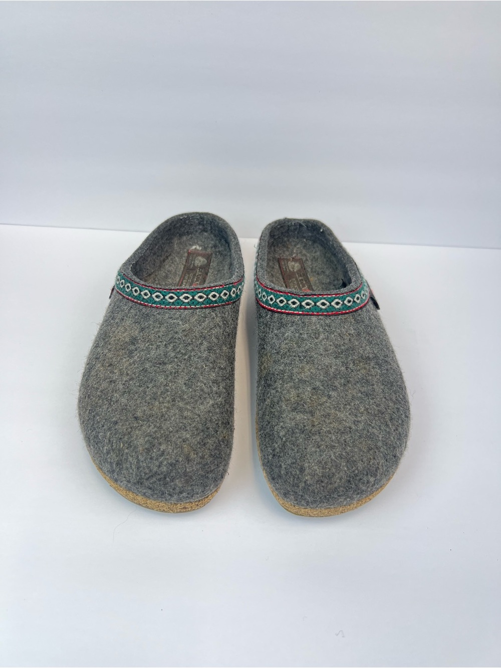 Haflinger Grizzly Charcoal Gray Wool Slip On Clogs Slippers Women US 8.5 Euro 39